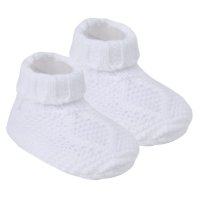 ABO14-W: White Chain Knit Bootees